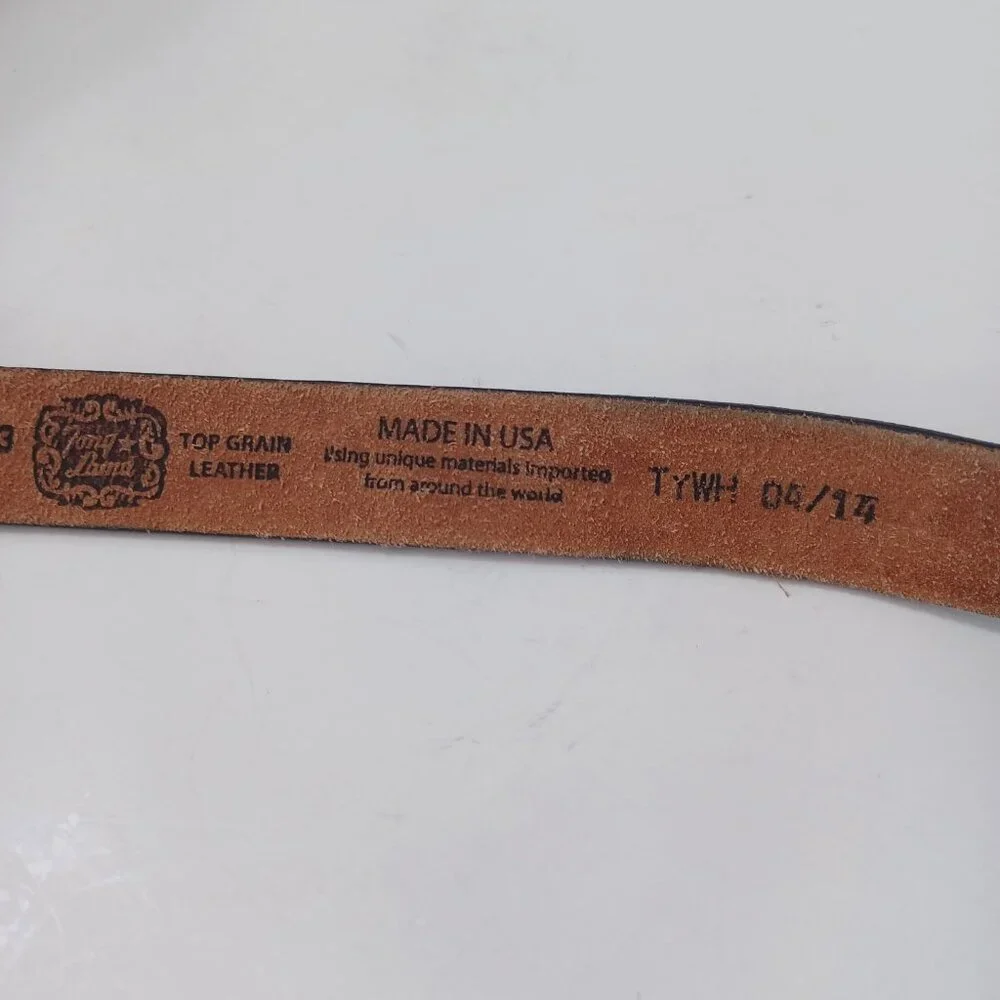 Tony Lama‎ Youth Belt Black Tooled Leather Silver Tone Buckle Western Style